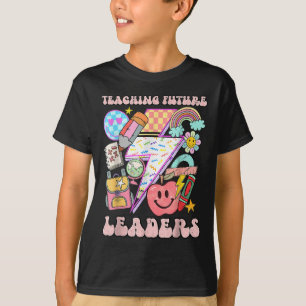 Retro Teaching Future Leaders Groovy Teacher Back T-Shirt