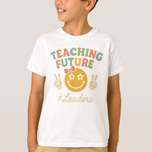 Retro Teaching Future Leaders Groovy Teacher Back T-Shirt
