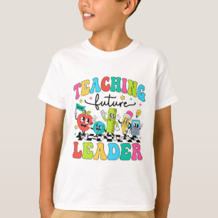 Retro Teaching Future Leaders Groovy Teacher Back T-Shirt