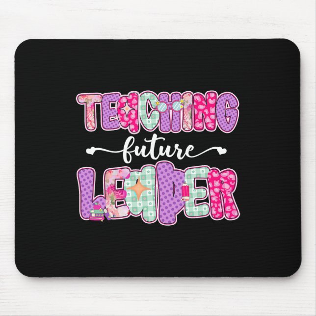 Retro Teaching Future Leaders Preppy Teacher Back  Mouse Mat (Front)