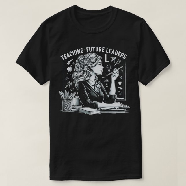 Retro Teaching Future Leaders Teacher Back To Scho T-Shirt (Design Front)