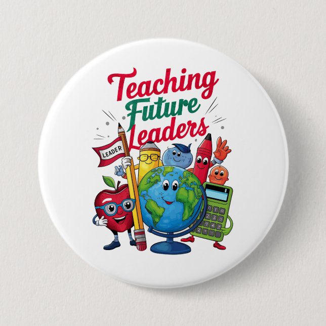 Retro Teaching Future Leaders Teacher School  7.5 Cm Round Badge (Front)