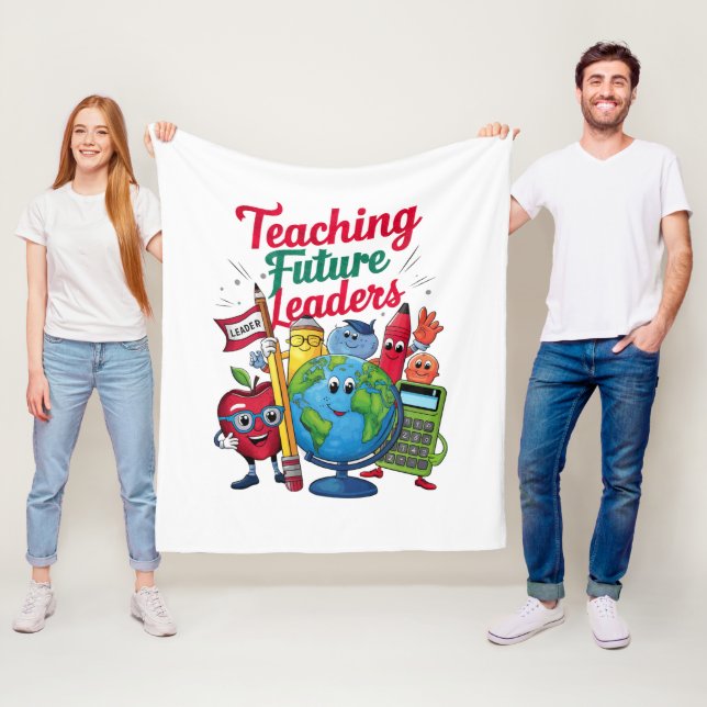 Retro Teaching Future Leaders Teacher School  Fleece Blanket (In Situ)