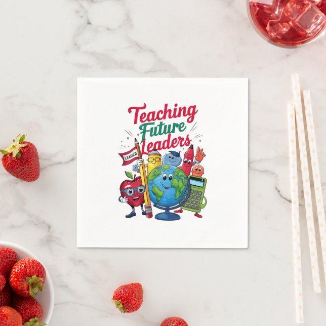 Retro Teaching Future Leaders Teacher School  Napkin (Insitu)