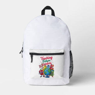 Retro Teaching Future Leaders Teacher School  Printed Backpack