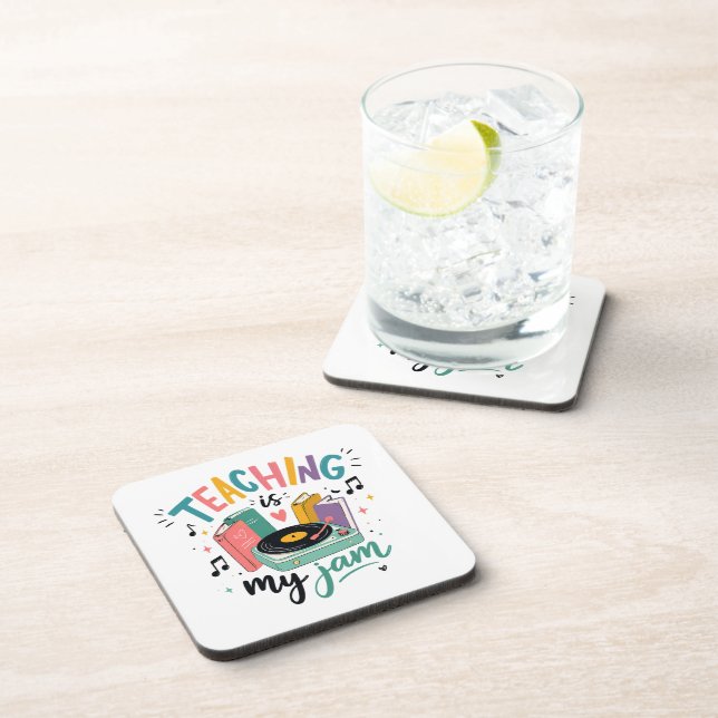 Retro Teaching Is My Jam Vinyl Record Teacher Coaster (Right Side)