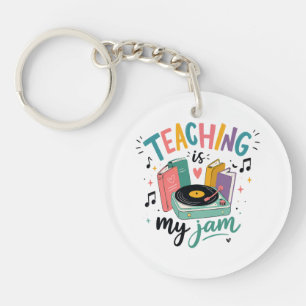 Retro Teaching Is My Jam Vinyl Record Teacher Key Ring