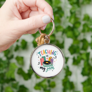 Retro Teaching Is My Jam Vinyl Record Teacher Key Ring