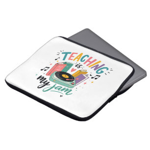 Retro Teaching Is My Jam Vinyl Record Teacher Laptop Sleeve