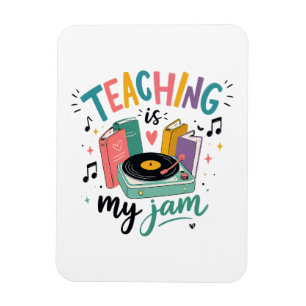 Retro Teaching Is My Jam Vinyl Record Teacher Magnet
