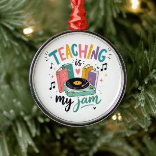 Retro Teaching Is My Jam Vinyl Record Teacher Metal Tree Decoration