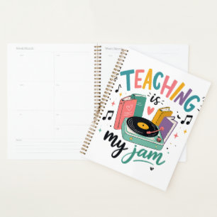 Retro Teaching Is My Jam Vinyl Record Teacher Planner