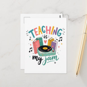 Retro Teaching Is My Jam Vinyl Record Teacher Postcard