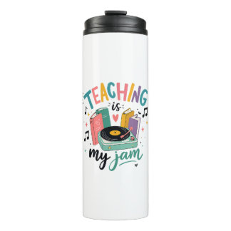 Retro Teaching Is My Jam Vinyl Record Teacher Thermal Tumbler