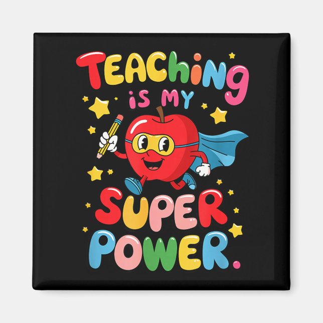 Retro teaching is superpower teacher appreciation magnet (Front)