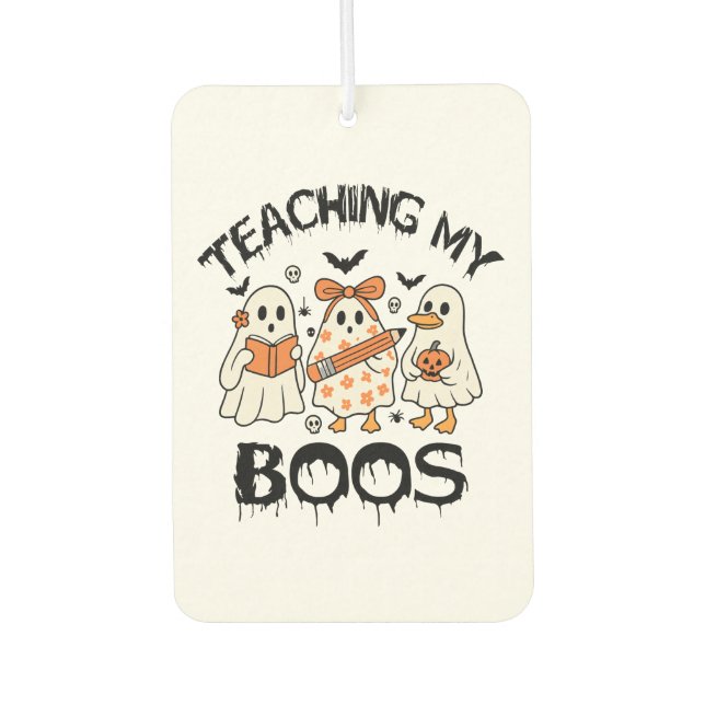 Retro Teaching My Boos Halloween Car Air Freshener (Front)
