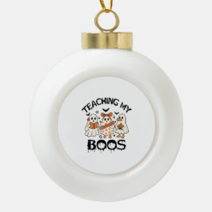 Retro Teaching My Boos Halloween Ceramic Ball Christmas Ornament