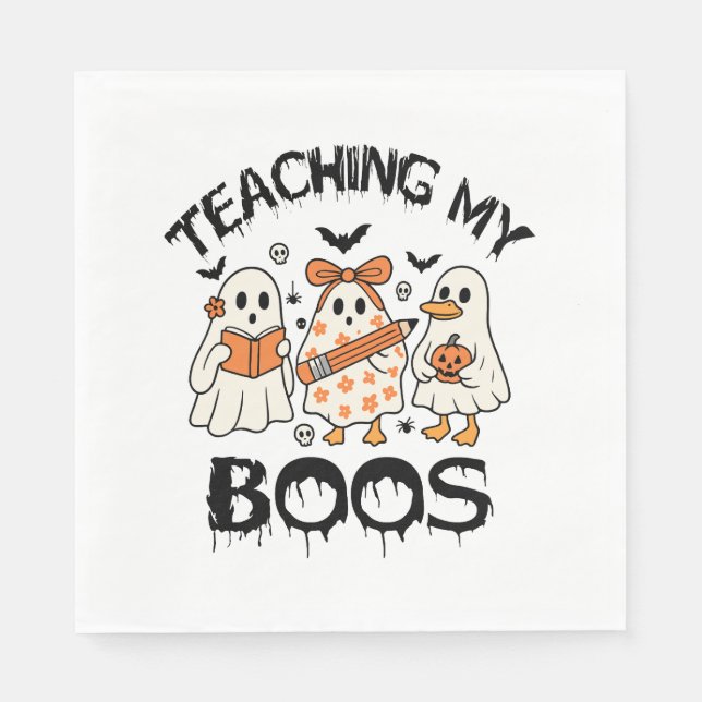 Retro Teaching My Boos Halloween Napkin (Front)