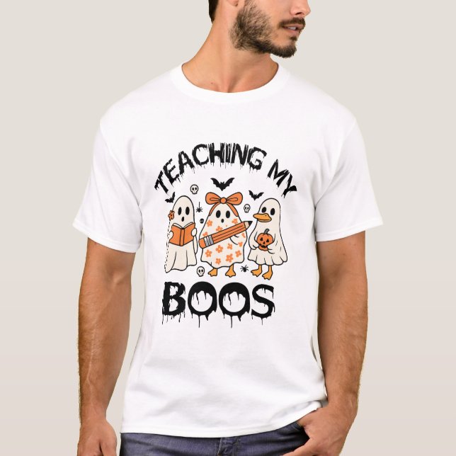 Retro Teaching My Boos Halloween T-Shirt (Front)