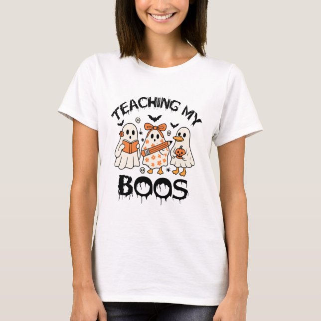 Retro Teaching My Boos Halloween T-Shirt (Front)