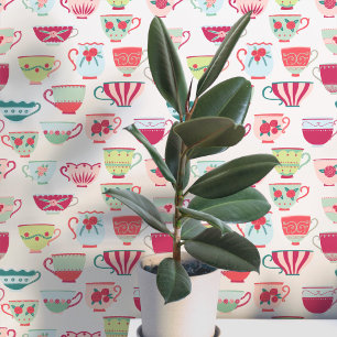 Retro Teacups Wallpaper