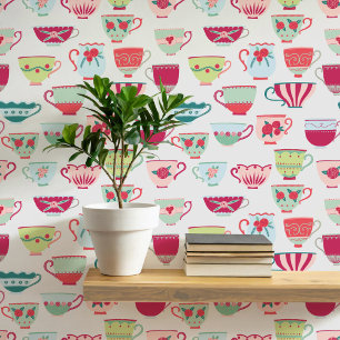 Retro Teacups Wallpaper