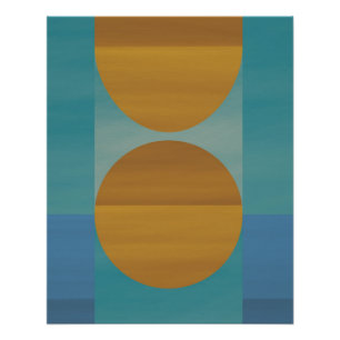 Retro Teal and Mustard Geometric Balance Poster