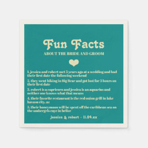 Retro Teal Blue Fun Facts Personalised Napkin