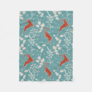 Retro Teal Capricorn Zodiac Festive Animal Fleece Blanket