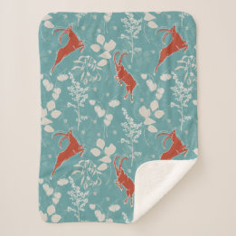 Retro Teal Capricorn Zodiac Festive Animal Sherpa Blanket