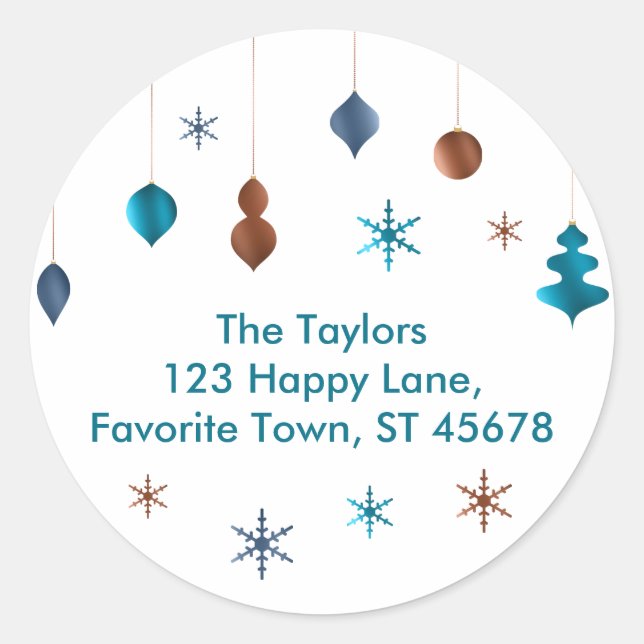 Retro Teal Copper Navy Decor Address Label (Front)