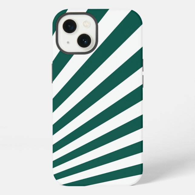 Retro Teal green Sun Rays Background iPhone Case (Back)