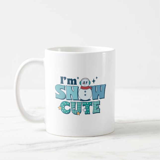 Retro Teal I'm Snow Cute Winter Snowman Coffee Mug (Left)