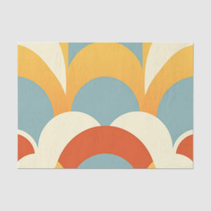 Retro Teal Mustard Scallop Pattern Tissue Paper