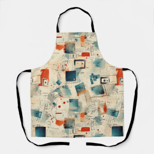 Retro Teal Orange Camera Cassette Ephemera Apron