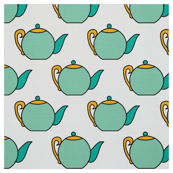 Teapot Pattern Fabric Zazzle.co.uk