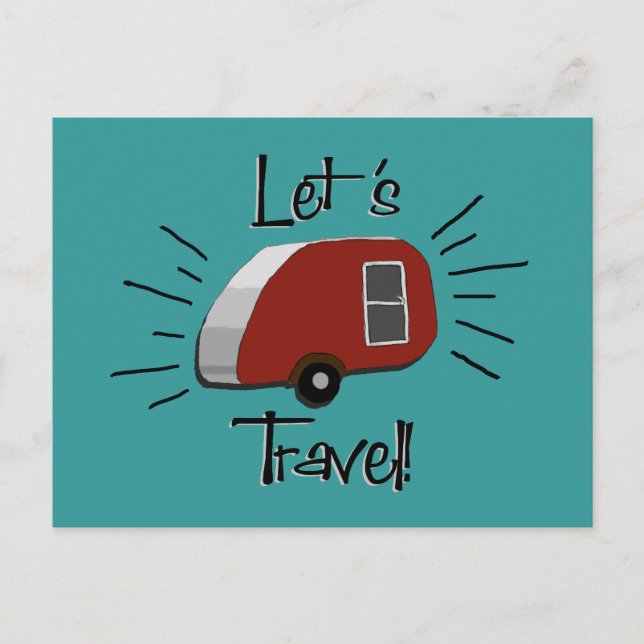 Retro Teardrop Camper Postcard (Front)