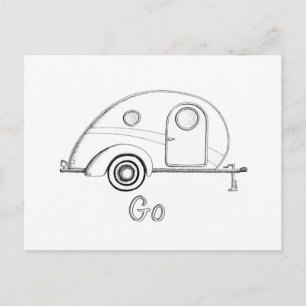 Retro Teardrop Camper Postcard