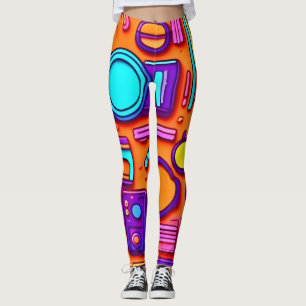 Retro Tech Pop: Nostalgic Gadget Collage Leggings