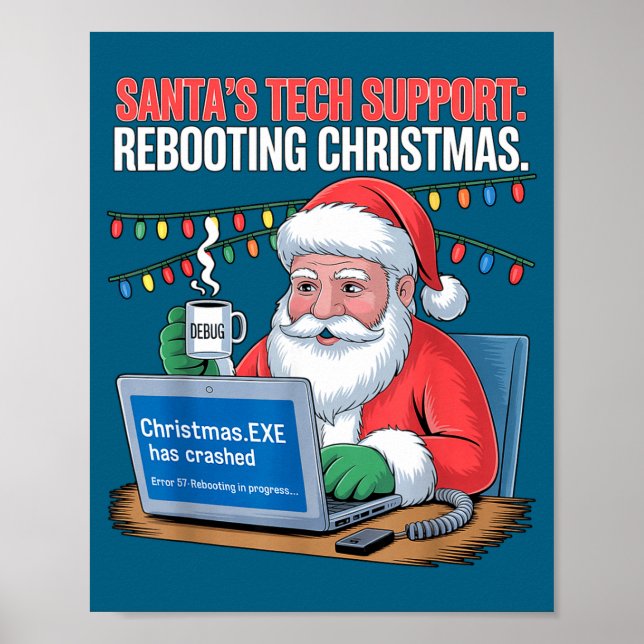 Retro Tech Support s Santa Rebooting Poster (Front)