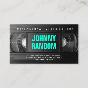 Retro tech VHS black white Business Card