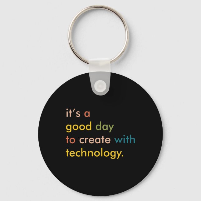 Retro Technology Teacher Shirt, Tech Teacher  Key Ring (Front)