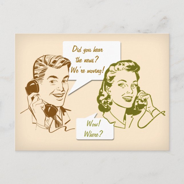 Retro Telephone Change of Address Postcard (Front)