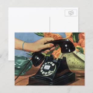 Retro Telephone with Rotary Dial, Vintage Business Postcard
