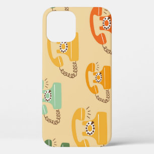 Retro telephones, colorful seamless pattern. iPhone 12 case