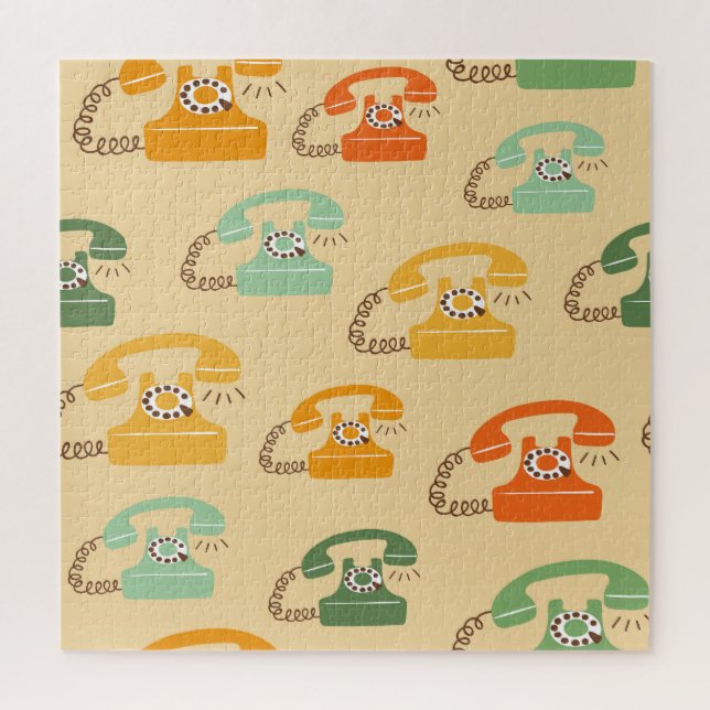 Retro telephones, colourful seamless pattern. jigsaw puzzle (Vertical)