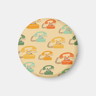 Retro telephones, colourful seamless pattern. magnet