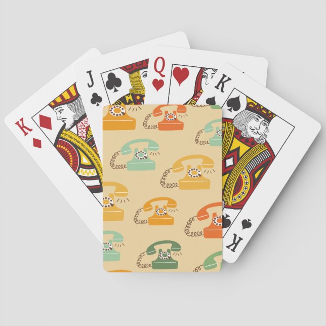 Retro telephones, colourful seamless pattern. playing cards (Back)