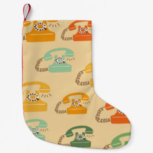 Retro telephones, colourful seamless pattern. small christmas stocking