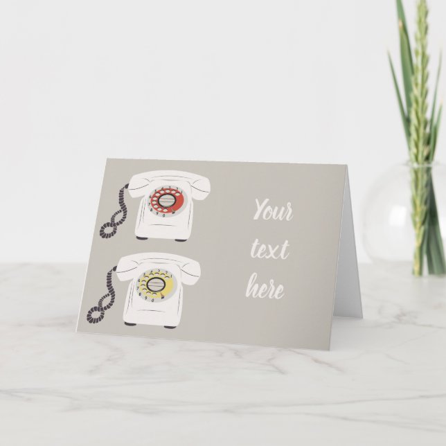 Retro telephones greetings card (Front)